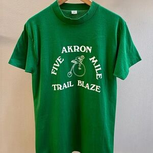 Akron Ohio true vintage 70s “Five Mile Trail Blaze” green bike T-shirt Large